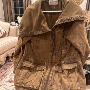 We The Free Cotton Canvas Utility Jacket in Brown